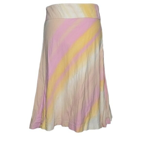 BANANA Republic Linen Cotton Blend Striped Pink Orange Spring A-Line Skirt Sze 0 - Picture 4 of 8